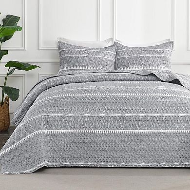 Queen Quilt Bedding Set, 3 Pieces Bohemian Lightweight Reversible Microfiber Bedspread Coverlet Sets