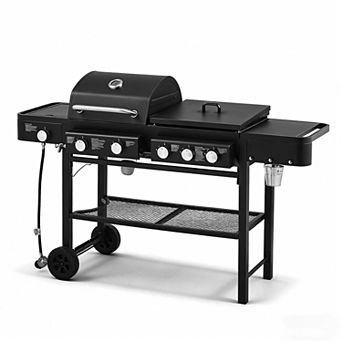 Portable Propane Grill, 6 Burner 56000 BTU Gas Grill for Outdoor Cooking, 3-in-1 BBQ Grill,745 Sq.in