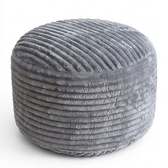 Corduroy Round Pouf Ottoman Foot Rest Shredded Foam Lightweight Storage Seat