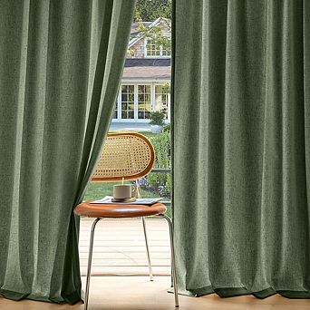 Privacy Linen Curtains 2 Panels, Light Filtering, Semi-Sheer Drapes