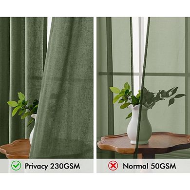 Privacy Linen Curtains 2 Panels, Light Filtering, Semi-Sheer Drapes