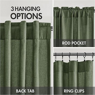 Privacy Linen Curtains 2 Panels, Light Filtering, Semi-Sheer Drapes