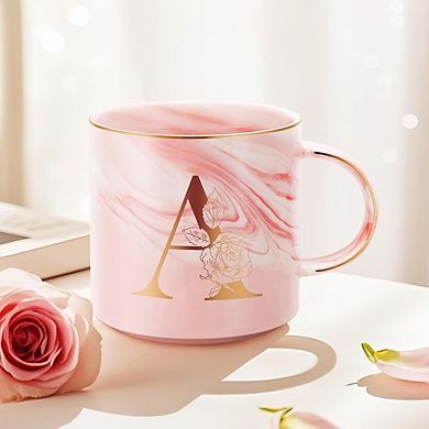 Personalized Initial Mug Gift for Mom, Monogram Ceramic Coffee Cup with Gift Box