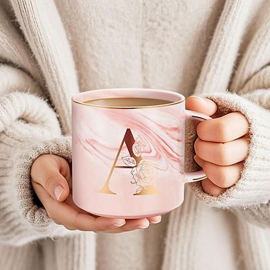 Personalized Initial Mug Gift for Mom, Monogram Ceramic Coffee Cup with Gift Box