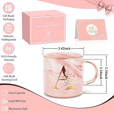 Personalized Initial Mug Gift for Mom, Monogram Ceramic Coffee Cup with Gift Box