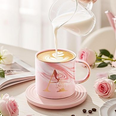 Personalized Initial Mug Gift for Mom, Monogram Ceramic Coffee Cup with Gift Box