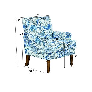 Lufeiya Floral Upholstered Accent Chair with Nailhead Trim and Solid Wood Legs