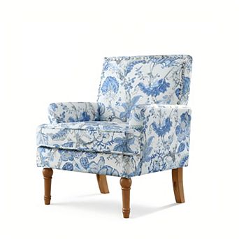 Lufeiya Floral Upholstered Accent Chair with Nailhead Trim and Solid Wood Legs