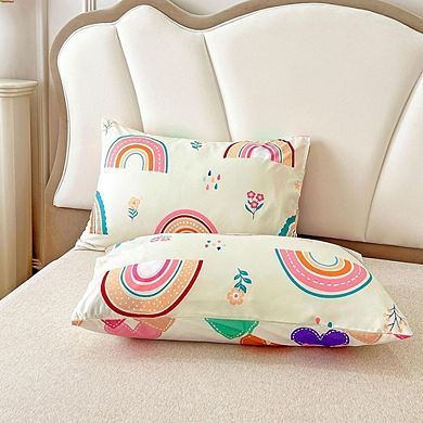 3-Piece Rainbow Comforter Set Soft Lightweight Kids Cartoon Bedding