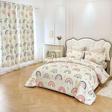 3-Piece Rainbow Comforter Set Soft Lightweight Kids Cartoon Bedding