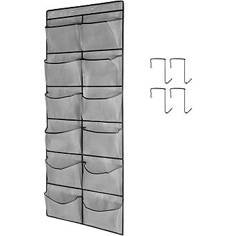 Over Door Hanging Shoe Organizer with Breathable Mesh Pockets and Hooks