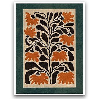 Retro Floral Wall Art Abstract Botanical Boho Vintage Wildflower Print Decor