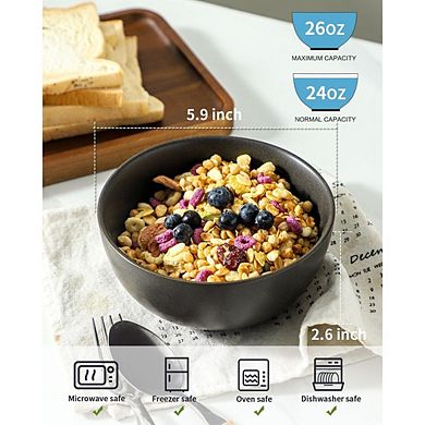 Cereal & Soup Bowls Set of 4 Ceramic, Dishwasher & Microwave Safe