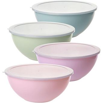 Plastic Mixing Bowl Set, With Lids, Lightweight, Microwave & Dishwasher Safe