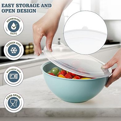 Plastic Mixing Bowl Set, With Lids, Lightweight, Microwave & Dishwasher Safe