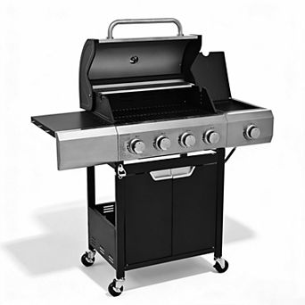 4 Burner Propane BBQ Grill with Side Burner, 51000 BTU Outdoor Gas Grill with Extra Workspace