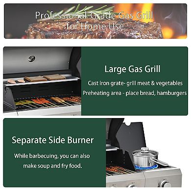 5 Burner Portable Propane Grill, 51000 BTU, 452 sq. in., Ideal for Camping, BBQ & Backyard