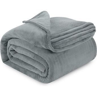 Cool Grey Fleece Blanket Queen Size Fuzzy Soft Anti-Static Microfiber Bed Blanket (90x90 Inch)