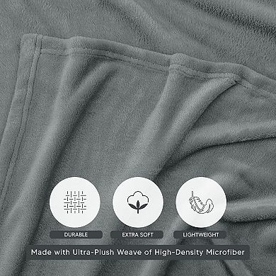 Cool Grey Fleece Blanket Queen Size Fuzzy Soft Anti-Static Microfiber Bed Blanket (90x90 Inch)