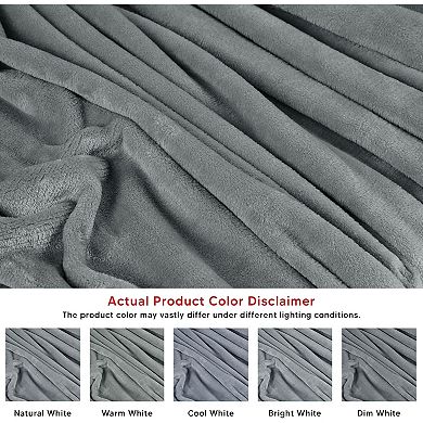 Cool Grey Fleece Blanket Queen Size Fuzzy Soft Anti-Static Microfiber Bed Blanket (90x90 Inch)