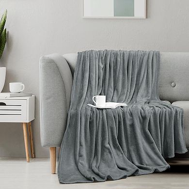 Cool Grey Fleece Blanket Queen Size Fuzzy Soft Anti-Static Microfiber Bed Blanket (90x90 Inch)