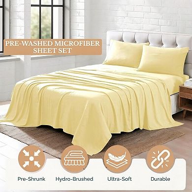 Queen Size Sheet Set, Soft & Breathable Microfiber Bed Sheets, Pre-Washed for Gentle Feel, Cozy
