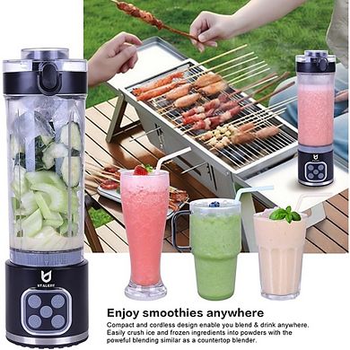 Cordless Portable Personal Blender, 25oz, USB-C Rechargeable, 4-Program Smoothie & Ice Crusher