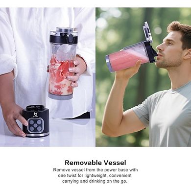 Cordless Portable Personal Blender, 25oz, USB-C Rechargeable, 4-Program Smoothie & Ice Crusher