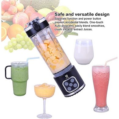 Cordless Portable Personal Blender, 25oz, USB-C Rechargeable, 4-Program Smoothie & Ice Crusher