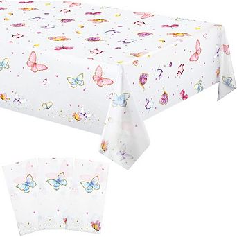 Butterfly Tablecloths, disposable plastic table covers, 3 pack party decorations