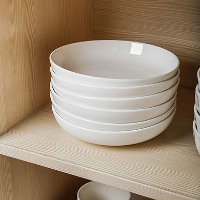 Porcelain Pasta & Salad Bowls Set of 6, 26 oz, Microwave & Dishwasher Safe