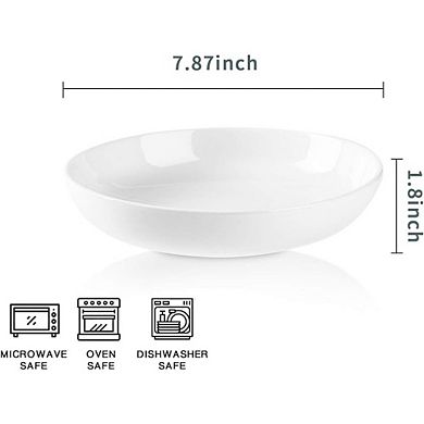 Porcelain Pasta & Salad Bowls Set of 6, 26 oz, Microwave & Dishwasher Safe
