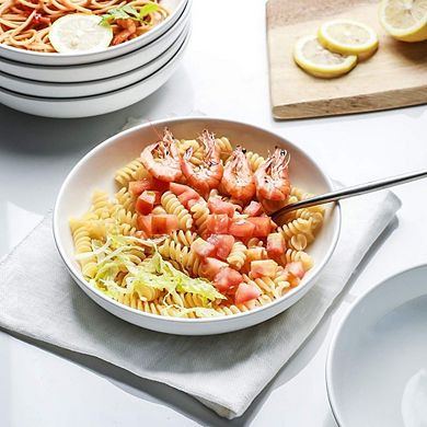 Porcelain Pasta & Salad Bowls Set of 6, 26 oz, Microwave & Dishwasher Safe