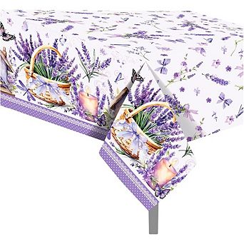 2-Pack Lavender Floral Tablecloths, Disposable Plastic Waterproof Party Covers