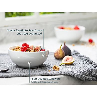 Deep Interior Ceramic Bowls, 6-Piece Set, Microwave, Dishwasher & Freezer Safe