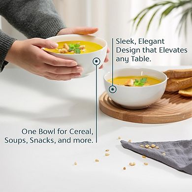 Deep Interior Ceramic Bowls, 6-Piece Set, Microwave, Dishwasher & Freezer Safe