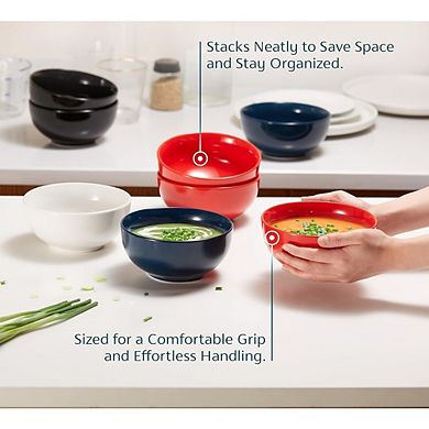 Deep Interior Ceramic Bowls, 6-Piece Set, Microwave, Dishwasher & Freezer Safe