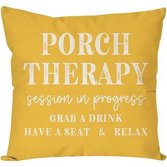 Farmhouse Throw Pillow Covers 18x18, Porch Therapy Yellow Summer Cushion Decor
