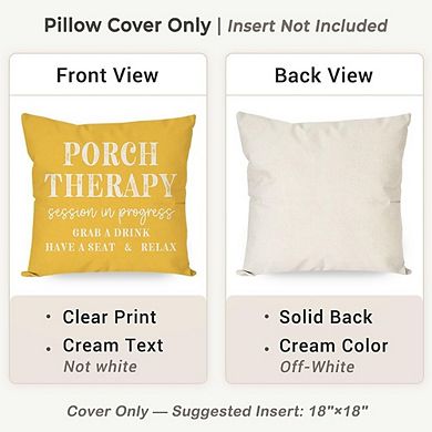 Farmhouse Throw Pillow Covers 18x18, Porch Therapy Yellow Summer Cushion Decor