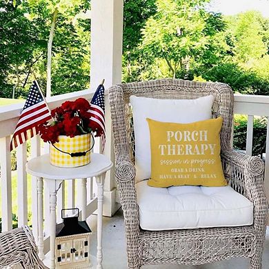 Farmhouse Throw Pillow Covers 18x18, Porch Therapy Yellow Summer Cushion Decor