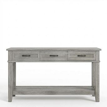 54" Entryway Console Table with 3 Drawers, 2 tier Wooden Narrow Sofa Table Behind Couch