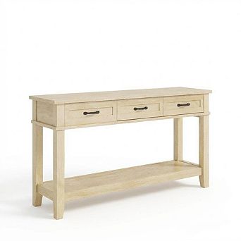 54" Entryway Console Table with 3 Drawers, 2 tier Wooden Narrow Sofa Table Behind Couch