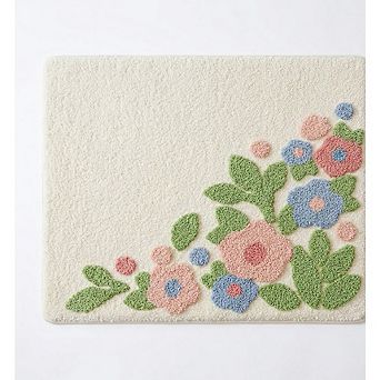Floral Bath Mat Soft Absorbent Non-Slip Quick Dry Washable Rug