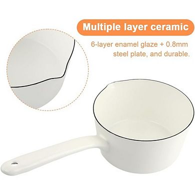 Enamel Milk Pan, Mini Saucepan with Pour Spout, Nonstick, Multi-Stove Safe