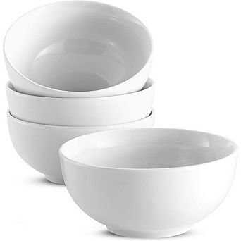 Ceramic Soup & Cereal Bowls Set, 20oz, 4-Pack, Microwave & Dishwasher Safe, White