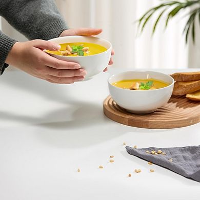Ceramic Soup & Cereal Bowls Set, 20oz, 4-Pack, Microwave & Dishwasher Safe, White