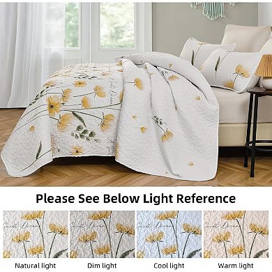 Quilt Set Queen Cute Floral Bedspread Coverlet Flower Quilts Microfiber Lightweight Summer Bedding