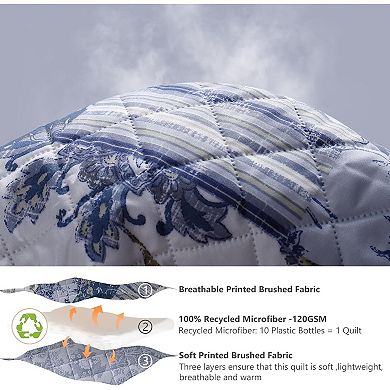 XL Queen Quilt Set , Floral Boho Bedspread Farmhouse Bedding Set, Lightweight Coverlet Set