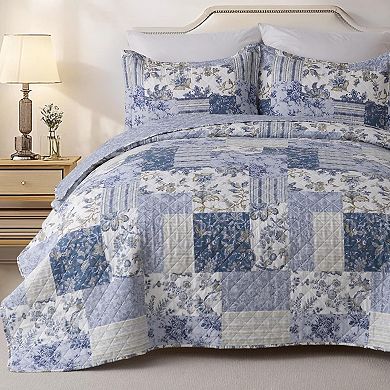 XL Queen Quilt Set , Floral Boho Bedspread Farmhouse Bedding Set, Lightweight Coverlet Set