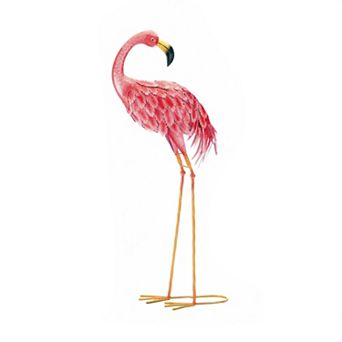 Zingz Home Bright Standing Flamingo Garden Statue